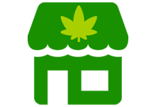shop icon with a small pot leaf on the roof